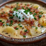 Bowl of Potato Soup with Crispy Bacon Bits