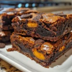 Close-up of Halloween Oreo Brownie Bars