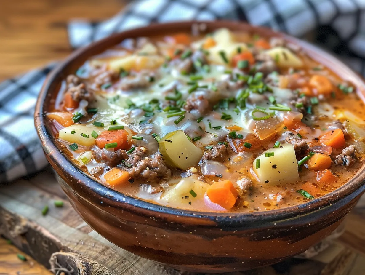 Cozy Bowl of Loaded Hamburger Soup