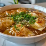 bowl of homemade Potsticker Soup