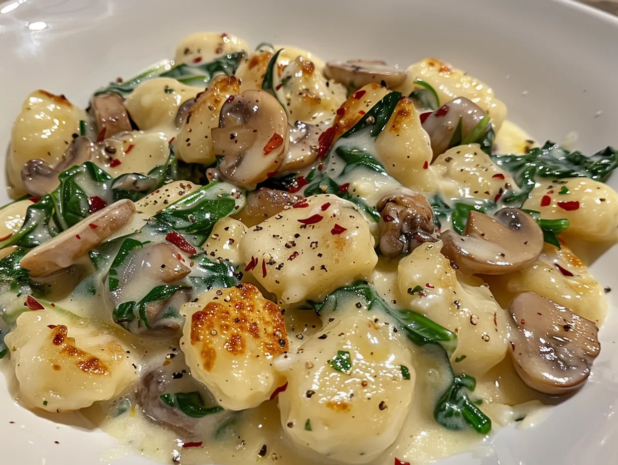 Creamy Spinach Mushroom Gnocchi