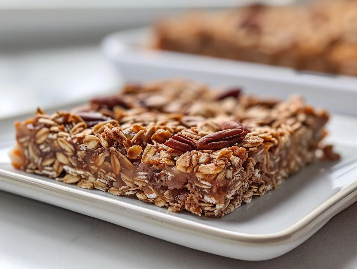 Delicious and easy baked oats in a baking dish, ready to be served