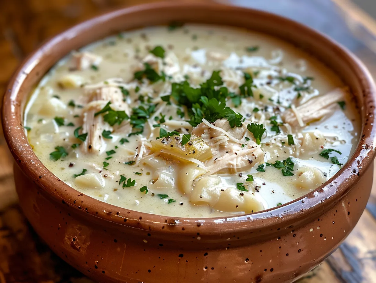 Delicious Bowl of Chicken Alfredo Soup