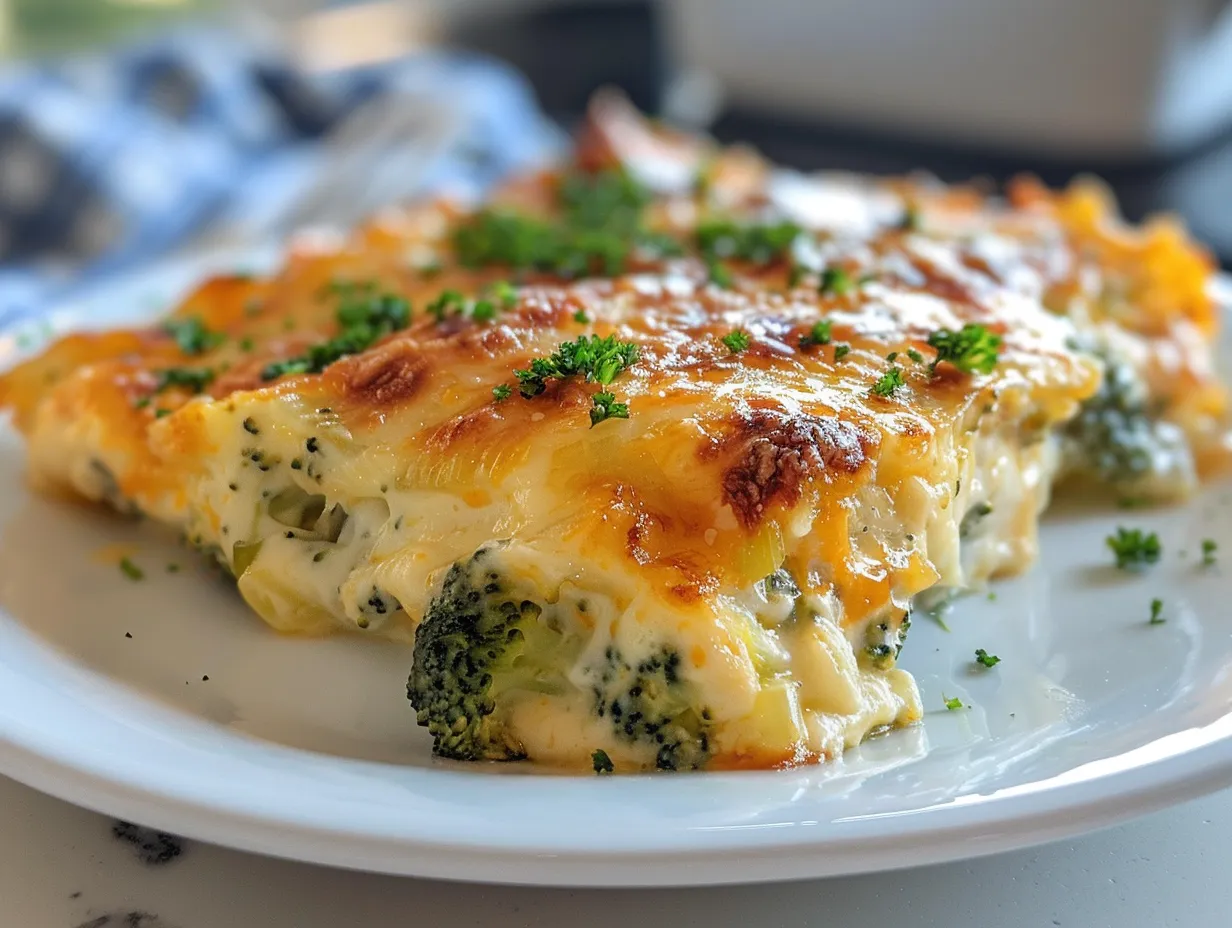 Delicious Broccoli Cheese Casserole Ready to Serve