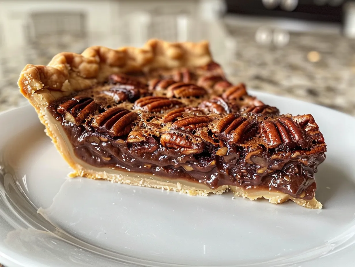Delicious Slice of Texas Chocolate Pecan Pie