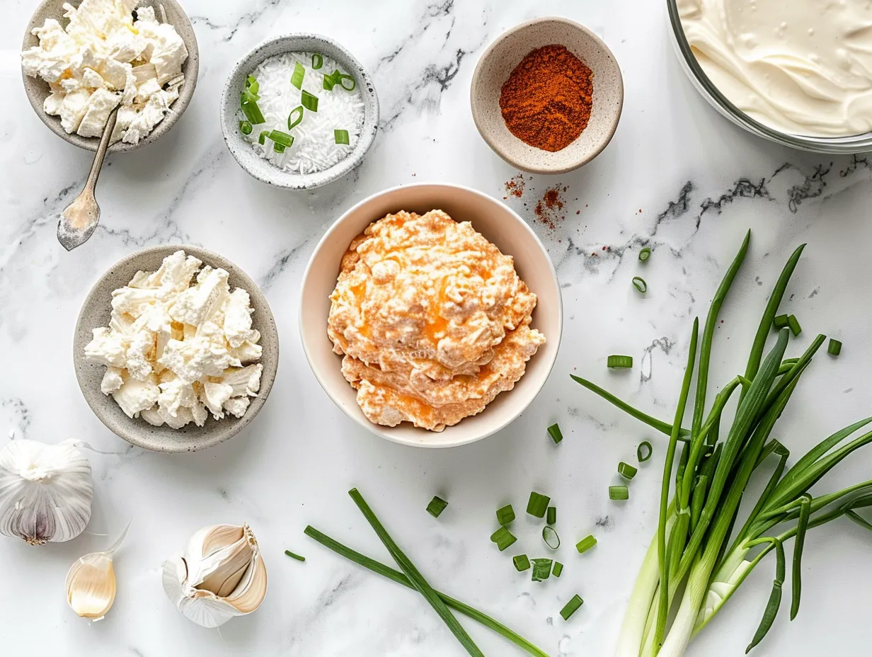Gathering all ingredients to prepare Slow Cooker Buffalo Chicken Dip