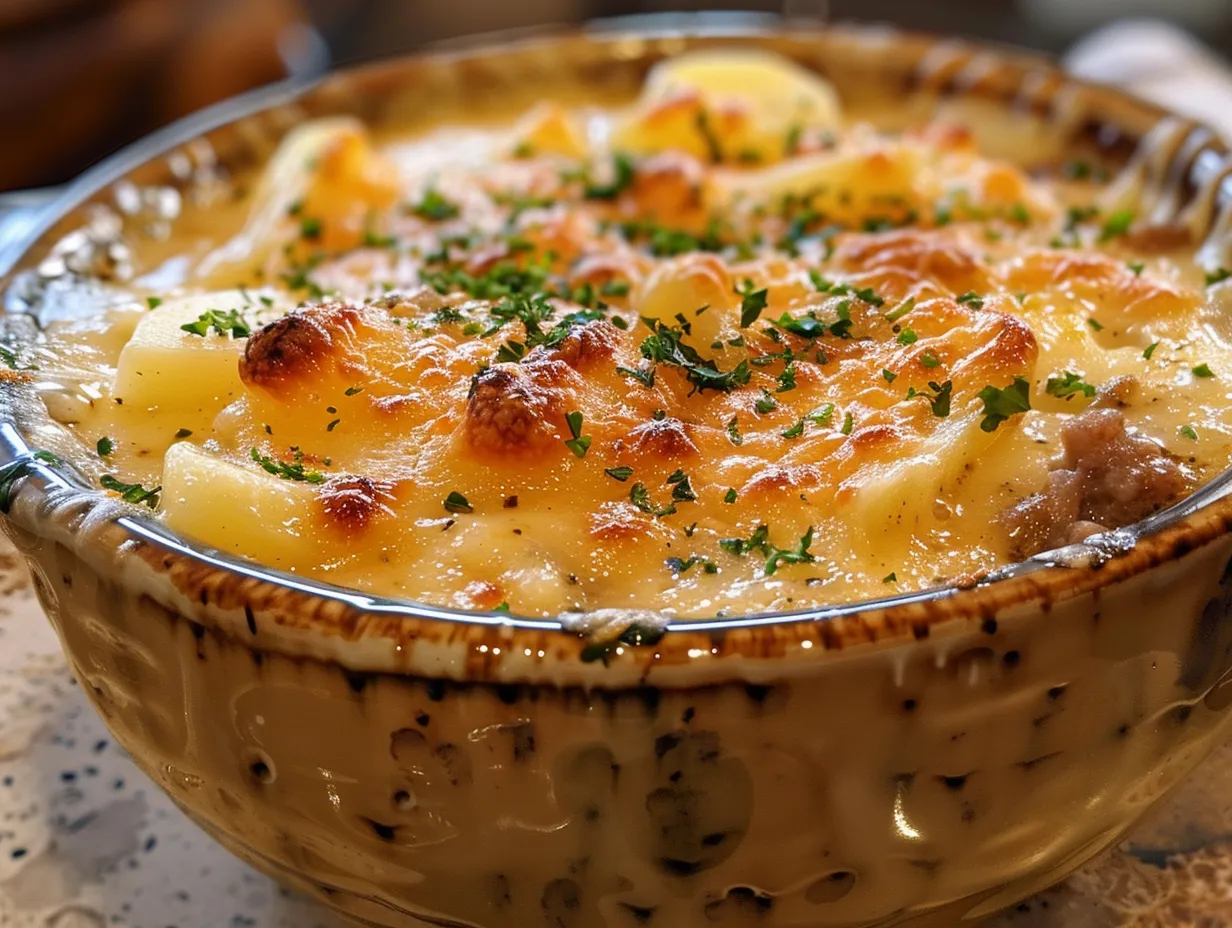 Heartwarming Bowl of Cheesy Hamburger Potato Soup