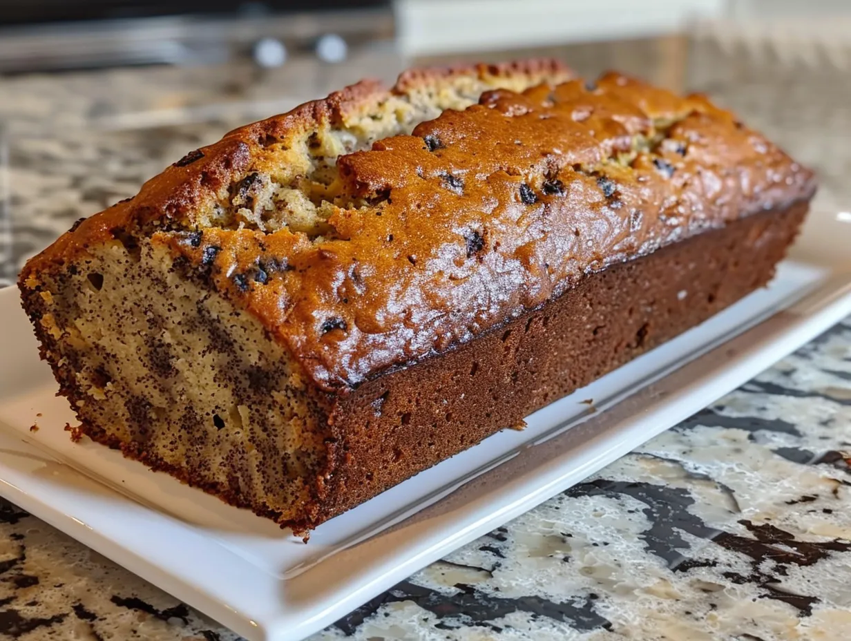 Homemade Banana Bread on White Plate