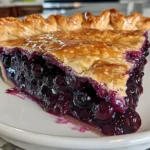 Homemade Blueberry Pie Displayed on Kitchen Table