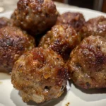 Homemade Sausage Balls on a White Plate