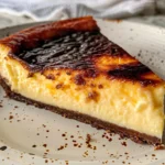 Overhead shot of a freshly baked Burnt Basque Cheesecake