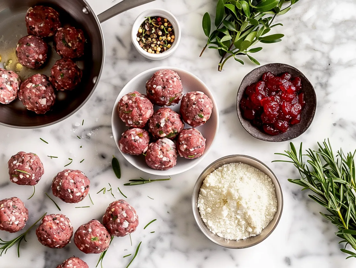 Ingredients for making Spicy Cranberry BBQ Meatballs.