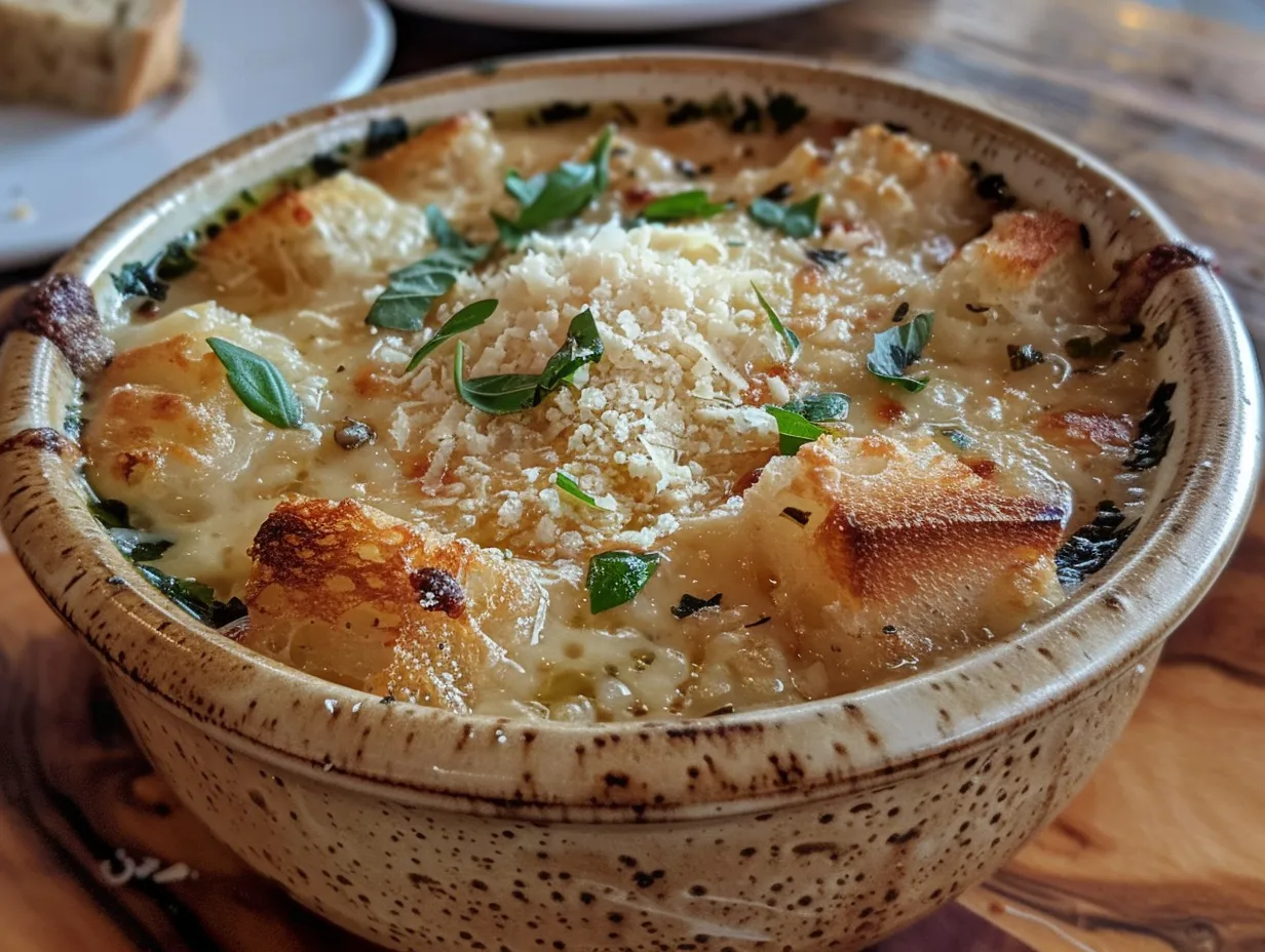 Warm bowl of Chicken Parmesan Soup