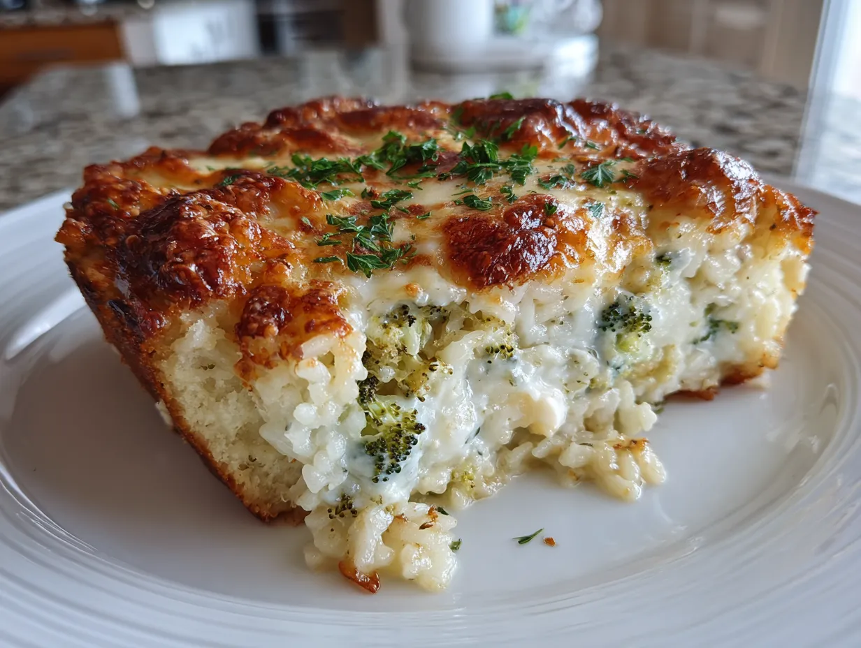 A Hearty Broccoli Cheese Rice Casserole