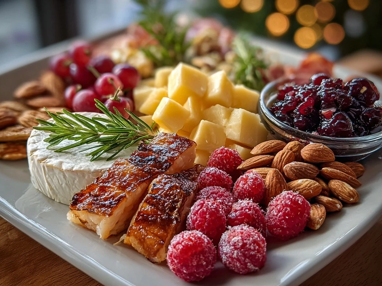 Final Christmas Tree Charcuterie Board with a star on top, ready to serve.