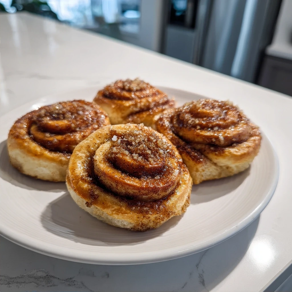 Finished cinnamon roll cookies with cream cheese frosting on a plate.