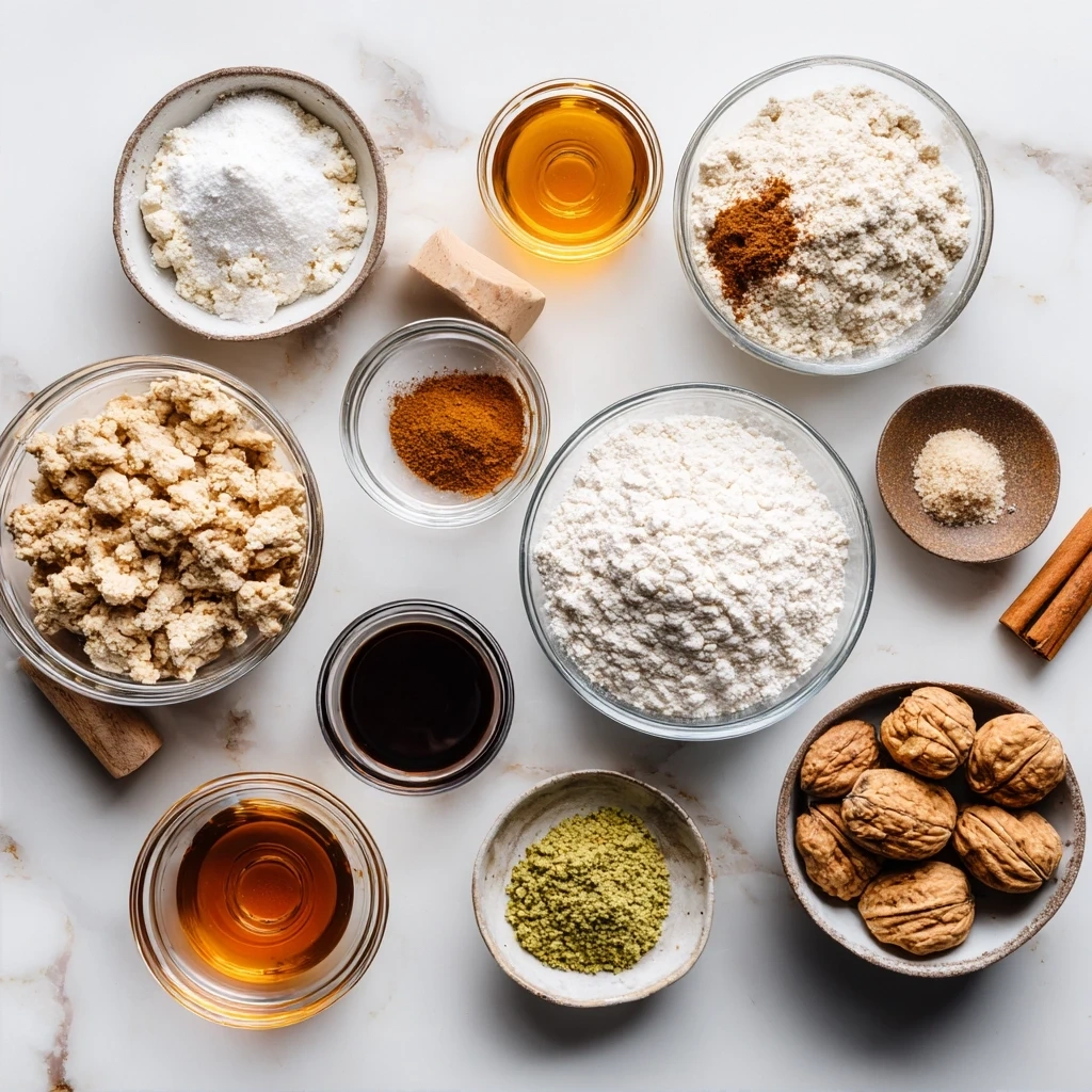 Ingredients for cinnamon roll cookies including flour, butter, sugar, cinnamon, and cream cheese.