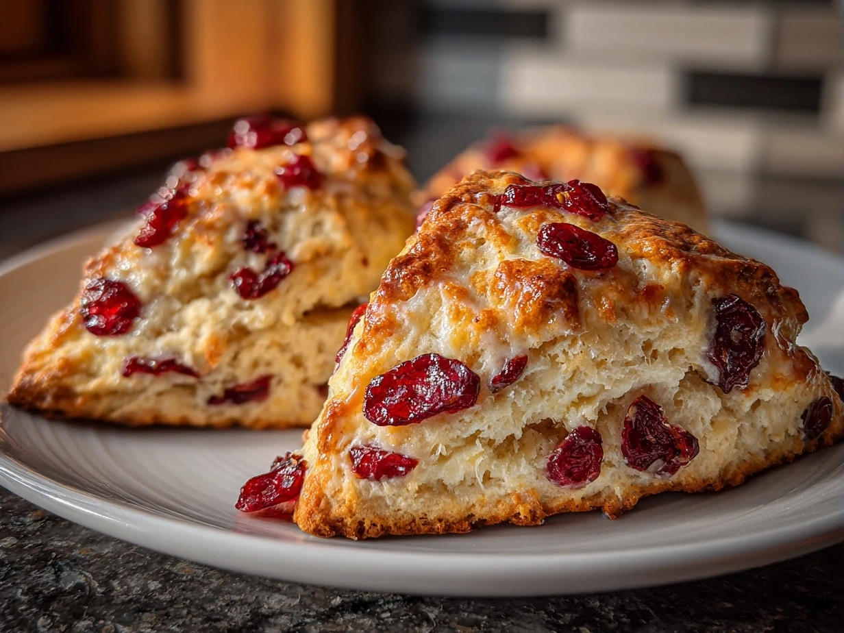 Close-up of Freshly Baked Cranberry Orange Scone