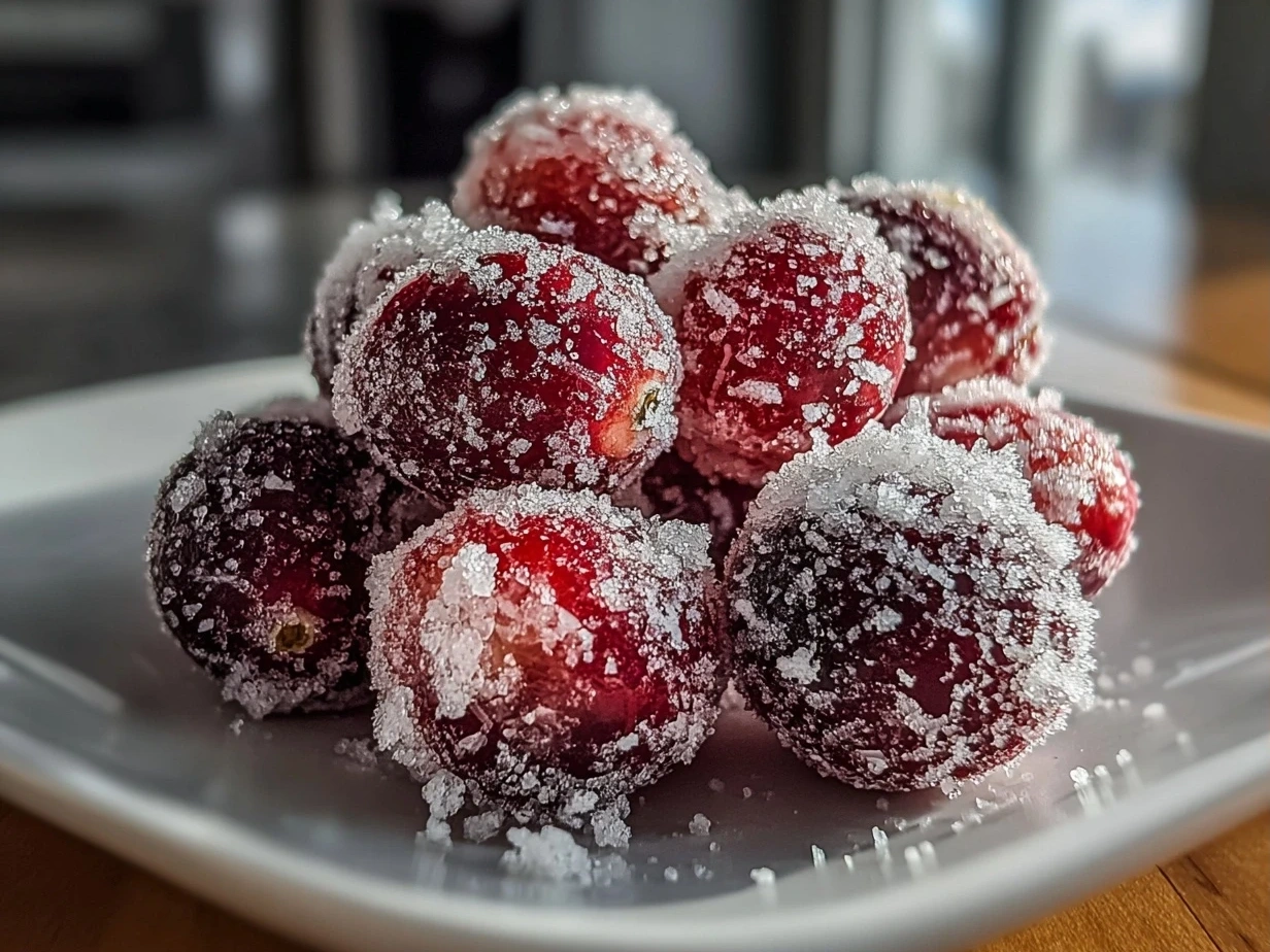 Close-up of Sparkling 3-Ingredient Sugared Cranberries