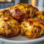 Close-up shot of Cheesy Rotel Sausage Balls