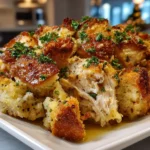 Delicious Crockpot Chicken and Stuffing ready to serve