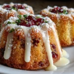 Delicious mini vanilla Christmas cakes on a festive table