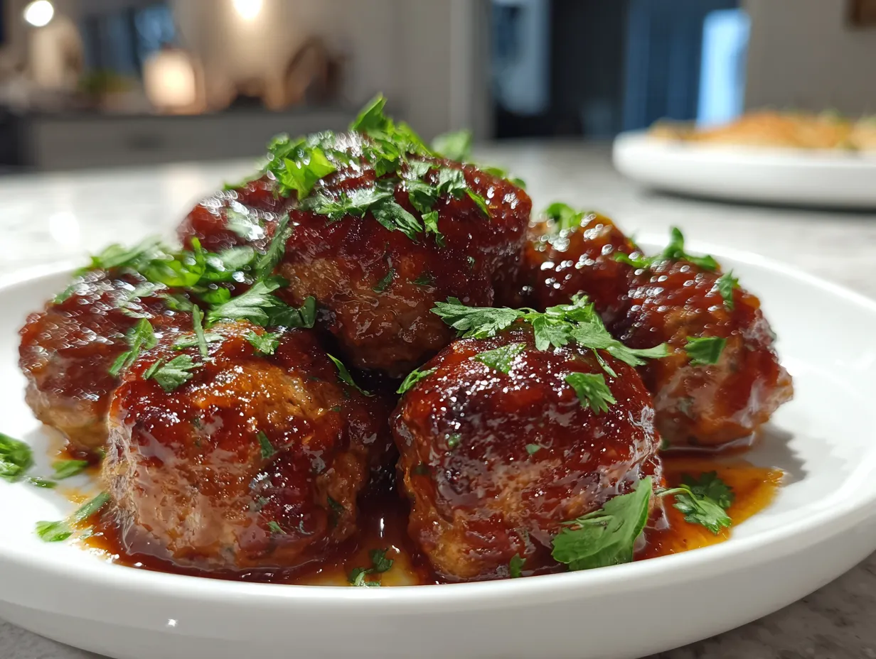 Family enjoying a meal of homemade Cranberry BBQ Crockpot Meatballs