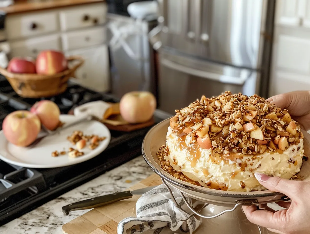 Finished Caramel Apple Cheese Ball ready to serve