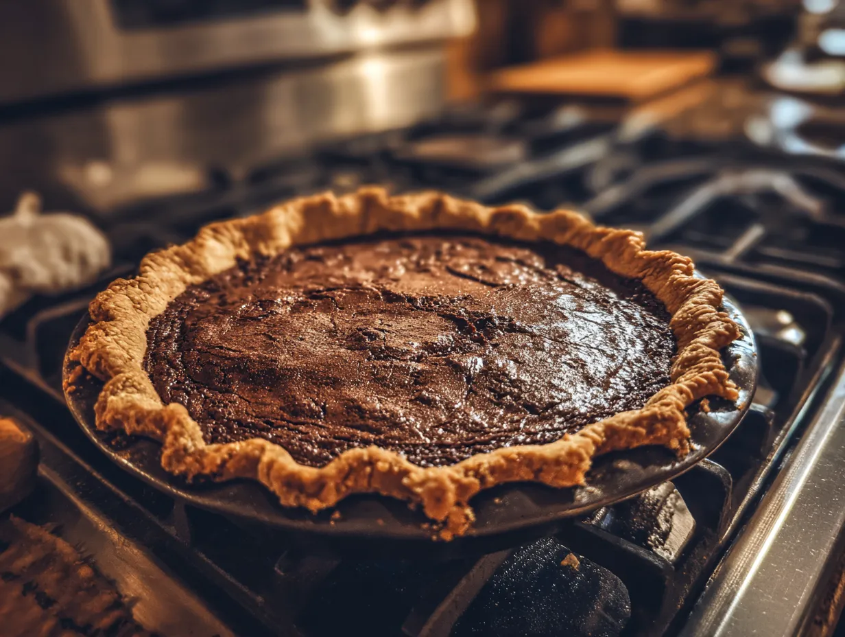 Finished Old Fashioned Chocolate Pie ready to eat