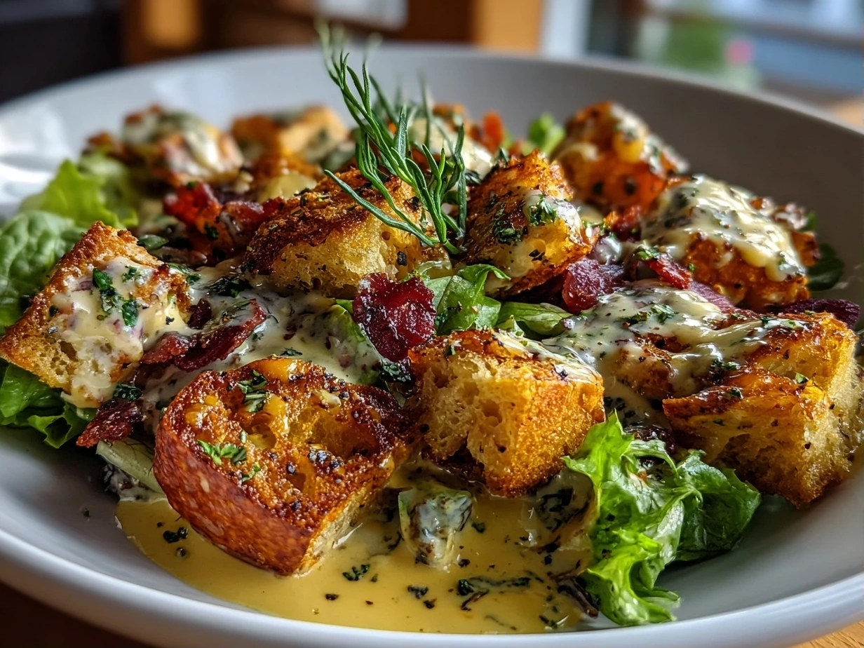 Finished Christmas Salad with Honey Mustard Dressing on a white plate
