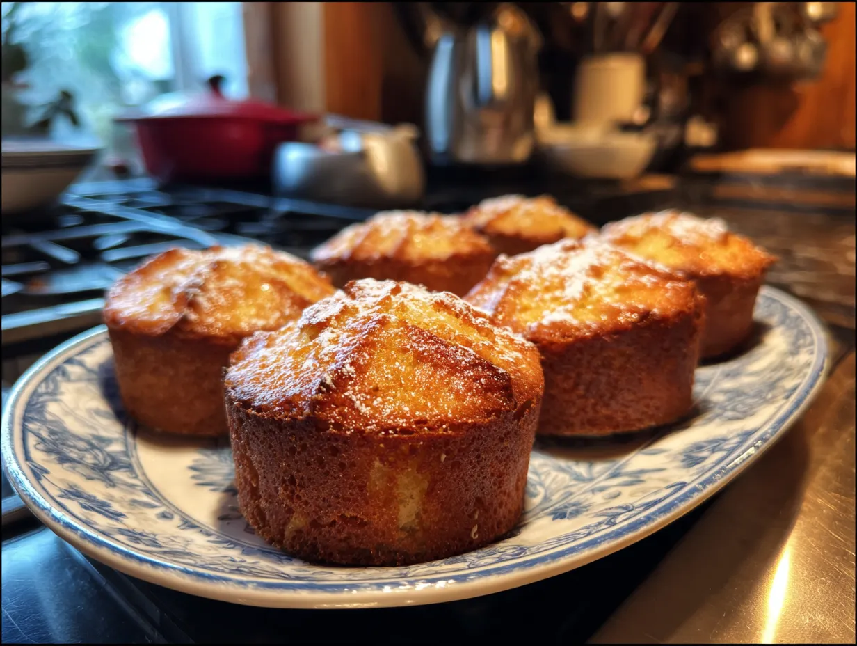 Easy Mini Vanilla Christmas Cakes displayed in a kitchen setting