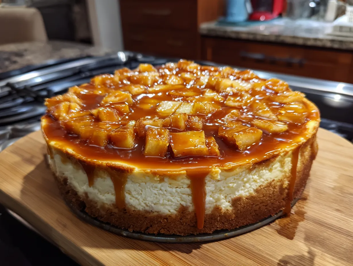 Finished Salted Caramel Apple Pie Cheesecake