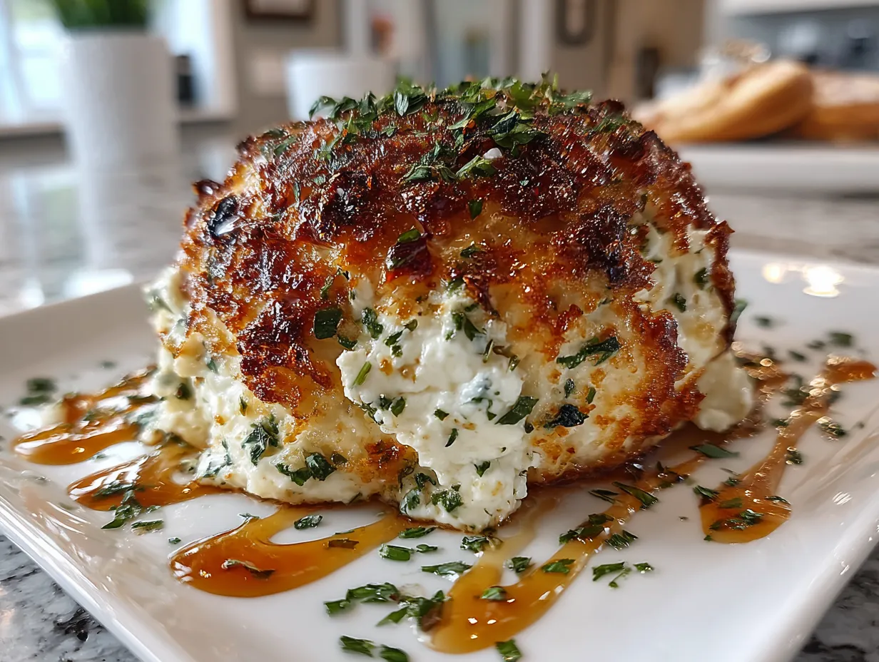 Garlic Herb Cheeseball on a Serving Platter