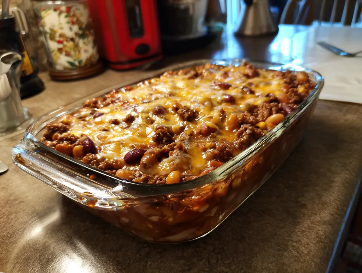 Calico Bean Casserole fresh from the oven