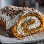 Homemade Spiced Creamy Pumpkin Roll on Display
