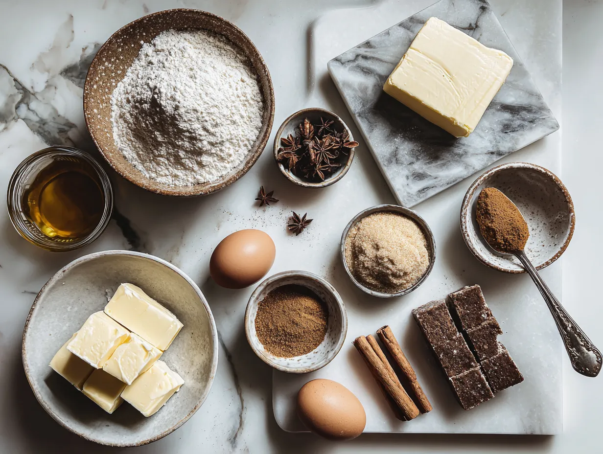 Ingredients for a homemade Apple Butter Pie, including apple butter, pie crusts, and spices