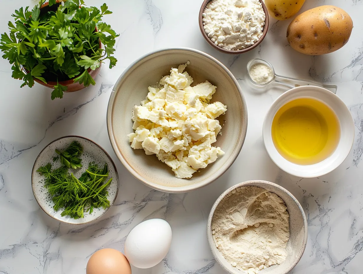 Ingredients for making a delicious Irish Potato Pie Recipe