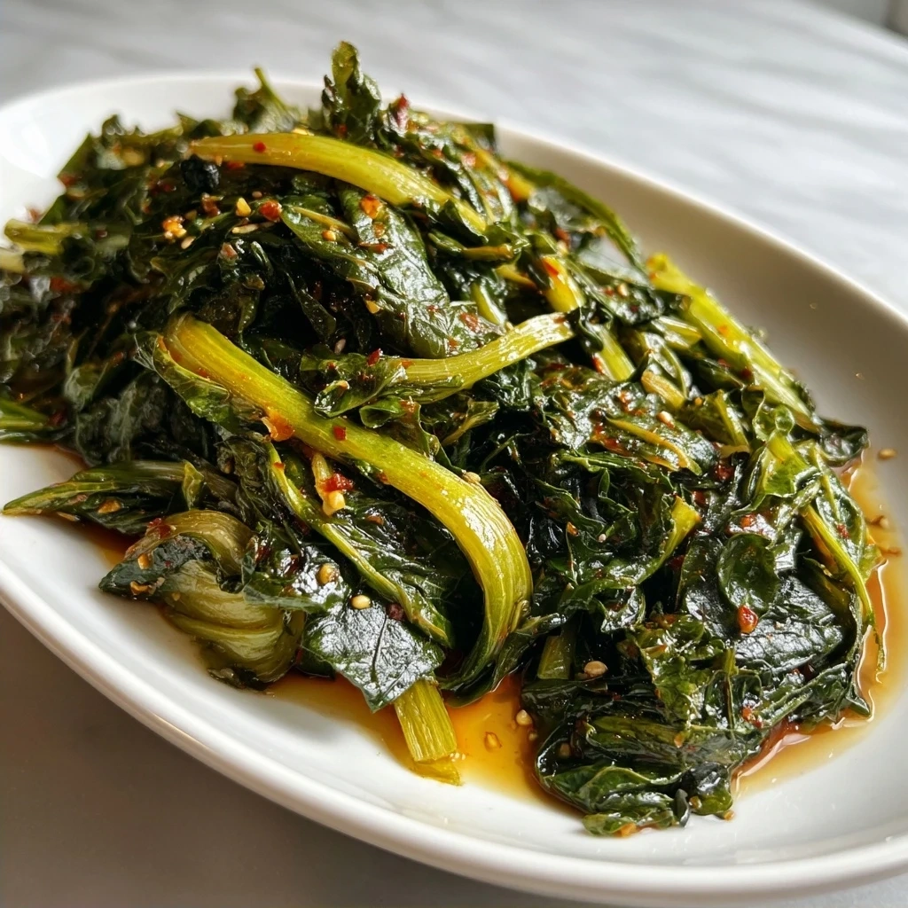 A delicious prepared bowl of southern style mustard greens recipe.