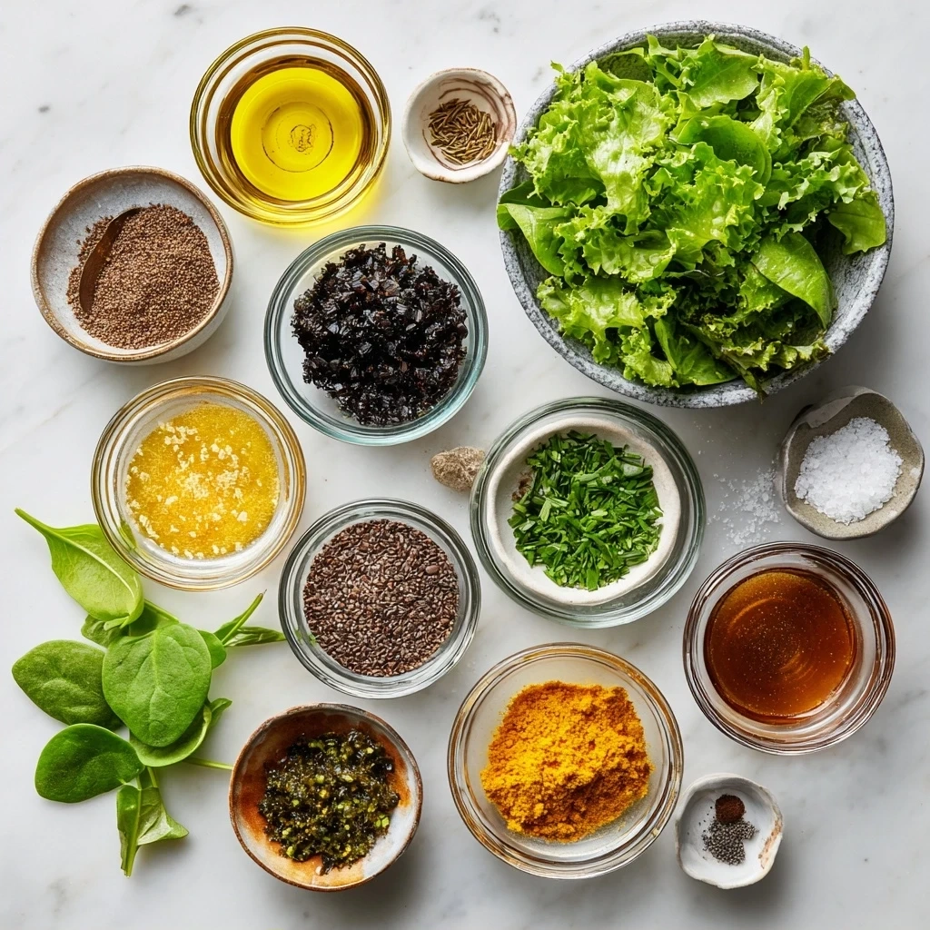 Ingredients for making the best Mustard Greens Recipe including fresh mustard greens, onion, garlic, spices, olive oil, and broth