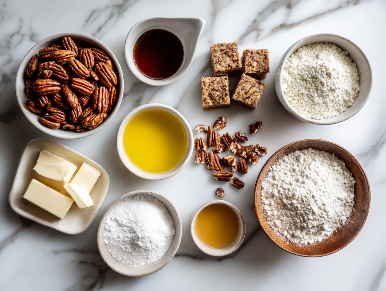Pecan Pie Bars ingredients ready for mixing