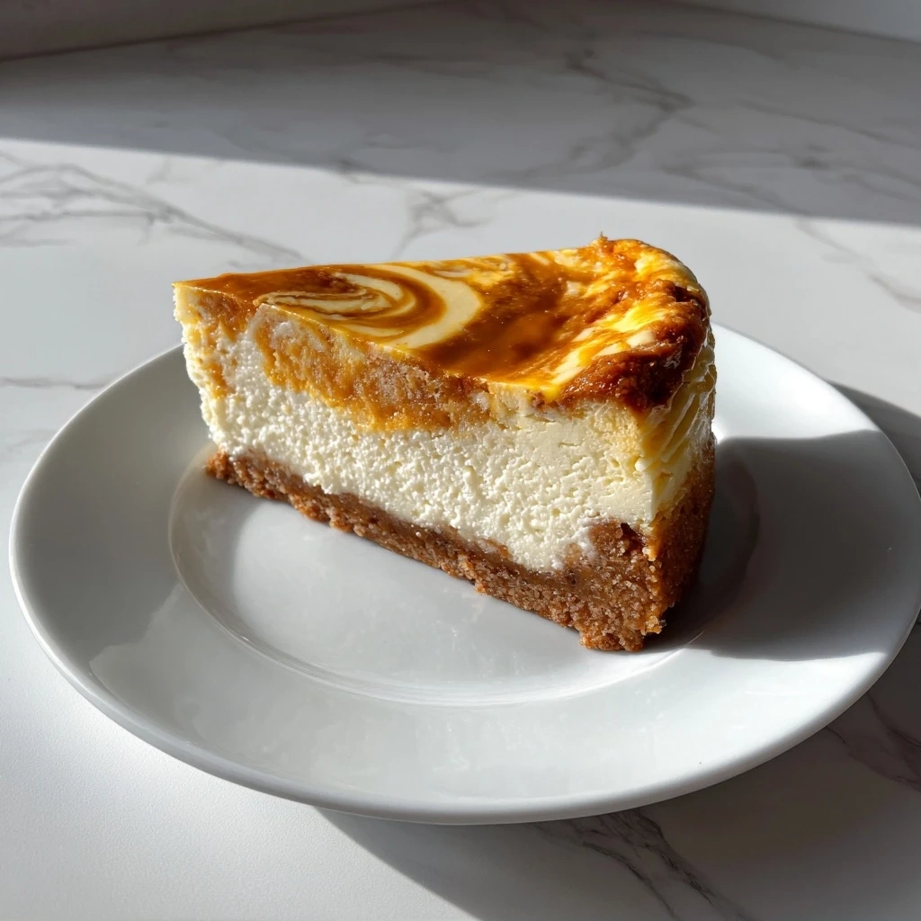 Perfect homemade Pumpkin Swirl Cheesecake