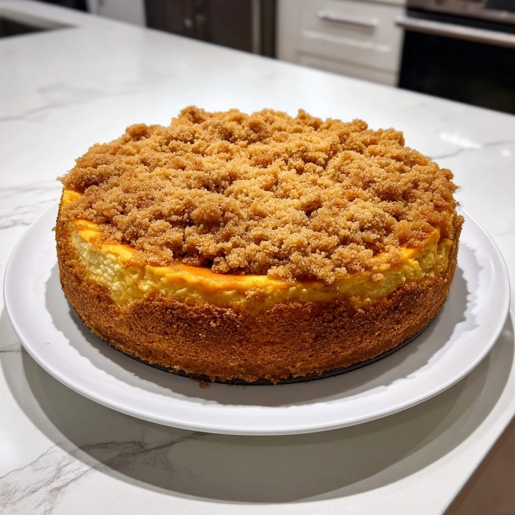 Delicious Pumpkin Streusel Cheesecake after baking