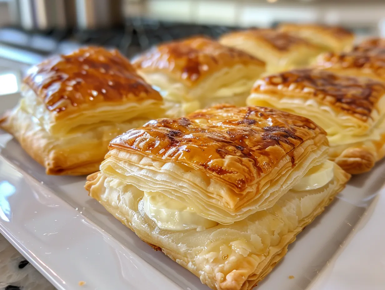 Puff Pastry Brie Bites on a Serving Tray