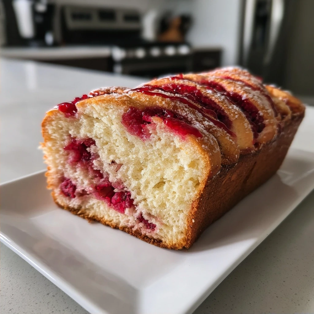 Final baked Raspberry Swirl Brioche Loaf
