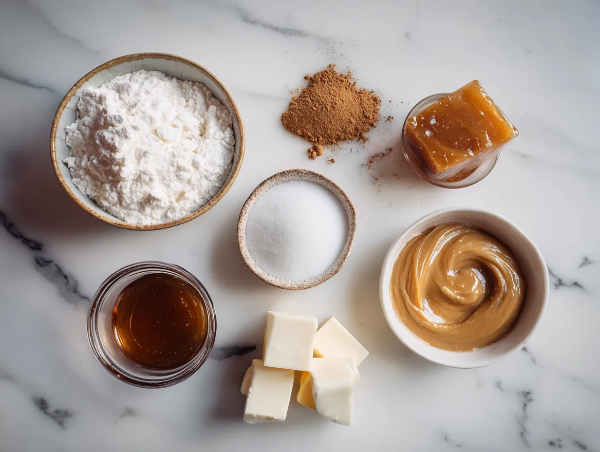 Ingredients for Burnt Honey Pie including honey, eggs, and cream