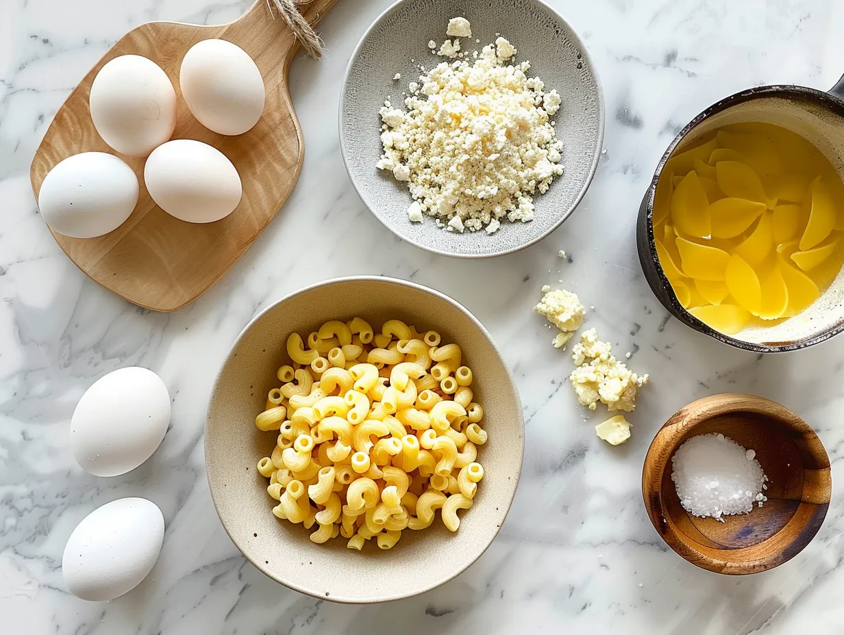 Raw ingredients needed to make Crockpot Mac and Cheese Recipe