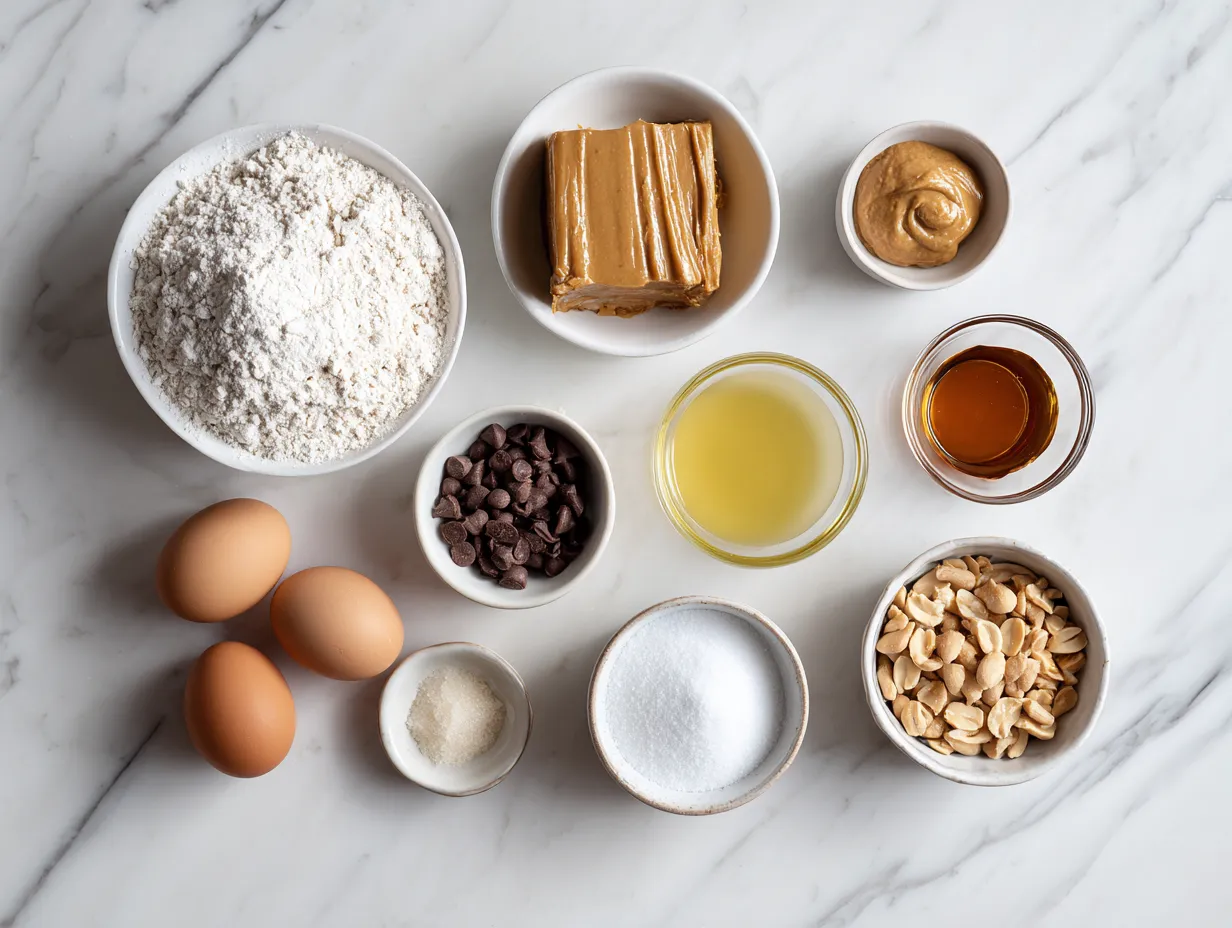 Ingredients for making No-Bake Chocolate Peanut Butter Pie.