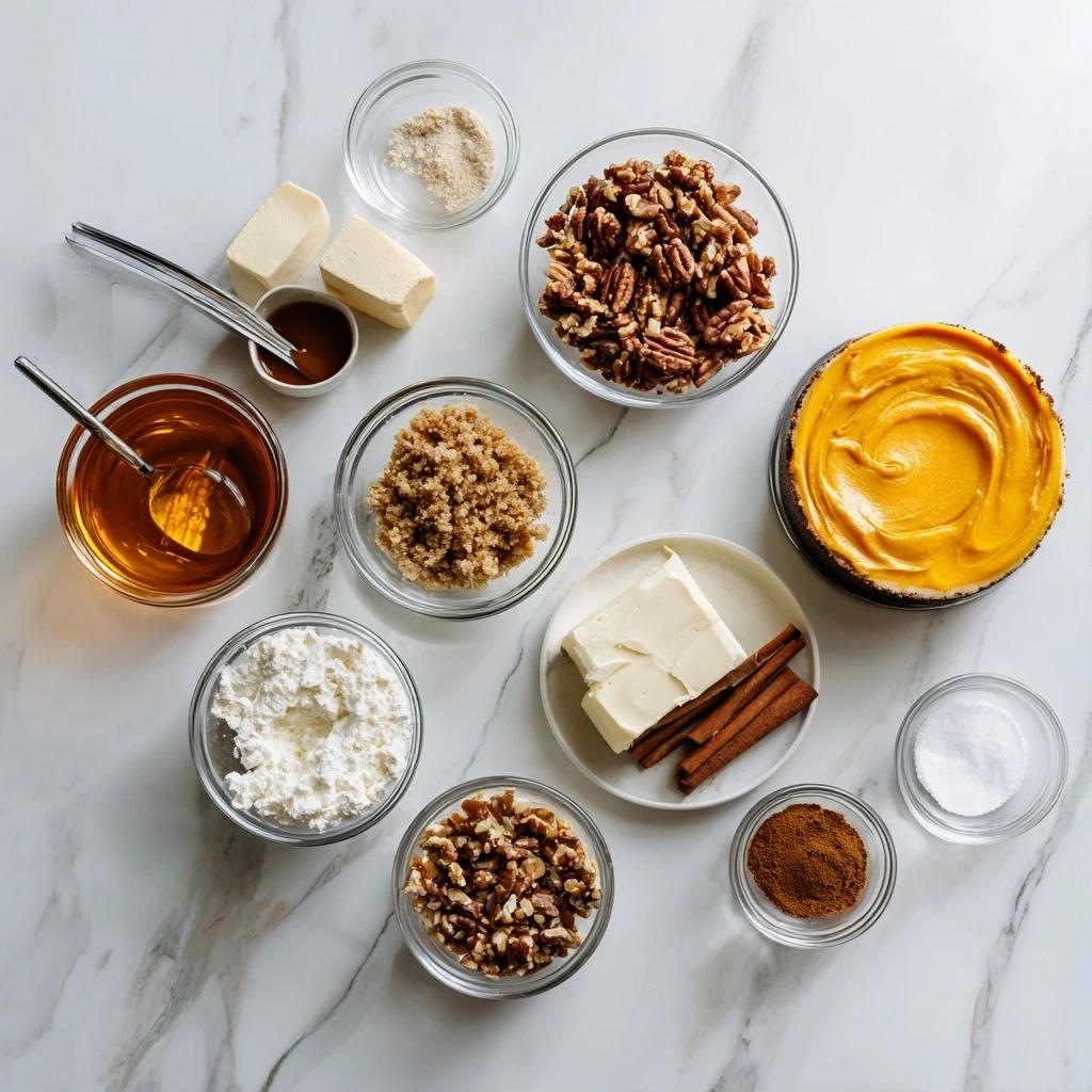 Ingredients for making a delicious and nutritious Cheesecake with Pumpkin Swirl