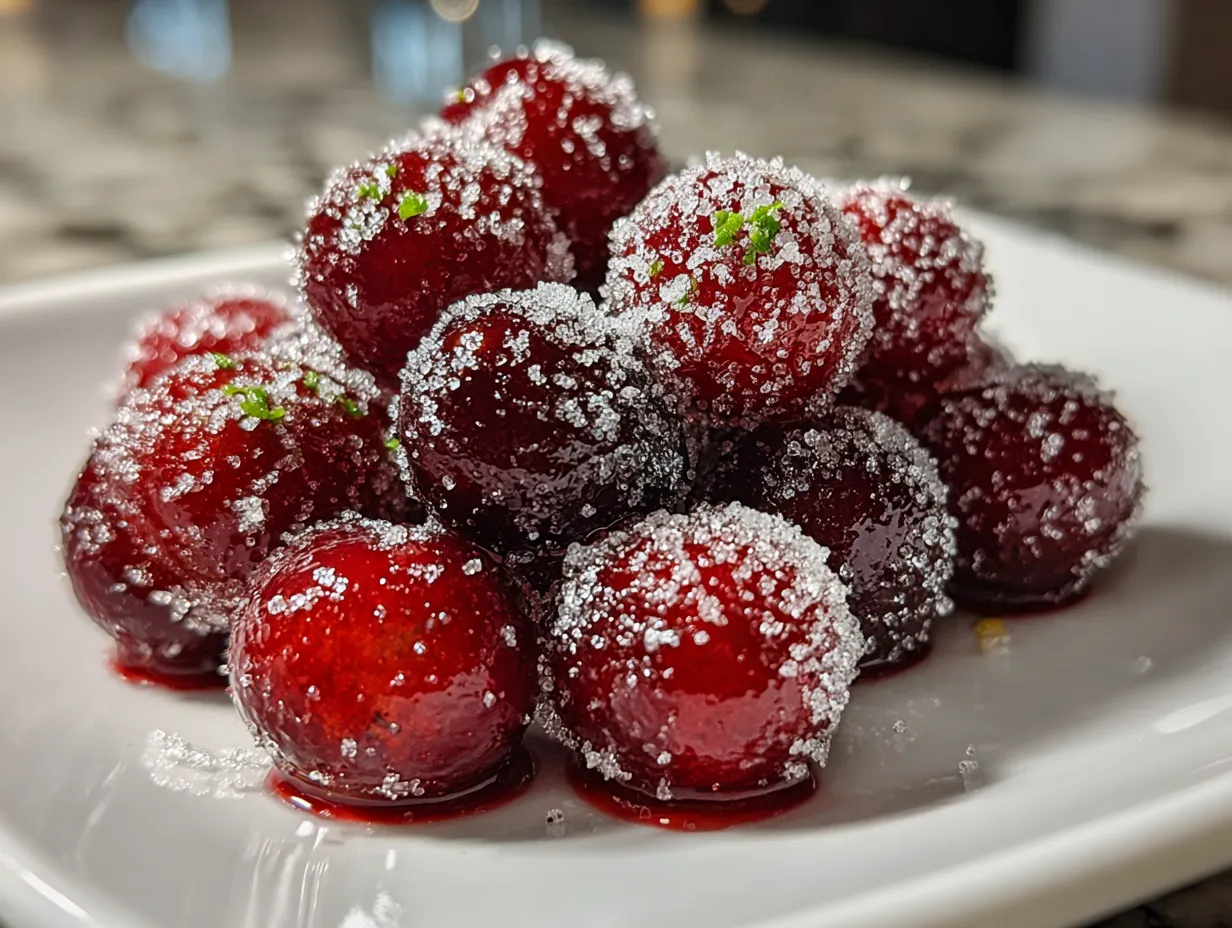 Sugared Cranberries on a Festive Plate