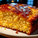 Amateur kitchen, taken with iPhone 14 Pro. Close-up slight angle of fresh homemade Southern Cornbread on white plate. Mouthwatering --ar 4:3 --style raw --s 240